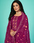 Designer Function Wear Organza Salwar Suit Collection Purple Organza Pant Straight Close-up View